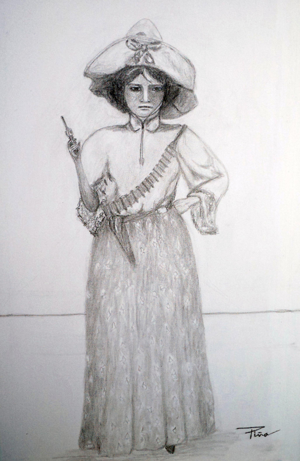 "Mujer y Revolucionario", Juan Piña Gámez, charcoal sketch, 2012 (University of Nuevo Leon)
