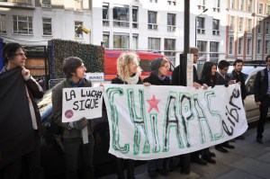 Outside the Mexican Embassy in London,  2012 (Photo: Zapatista Solidarity Group, Essex)